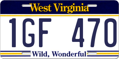WV license plate 1GF470