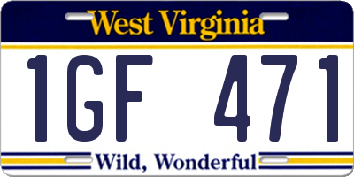 WV license plate 1GF471