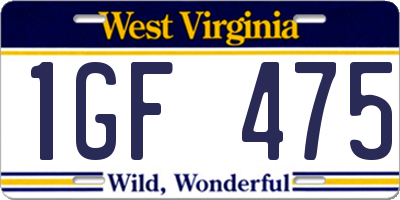 WV license plate 1GF475