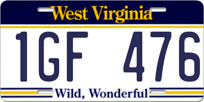 WV license plate 1GF476