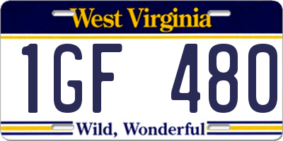 WV license plate 1GF480