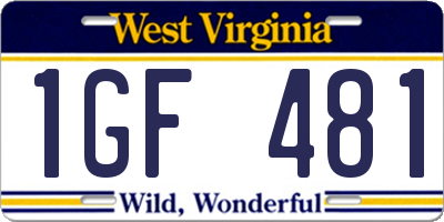 WV license plate 1GF481