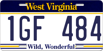 WV license plate 1GF484