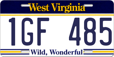 WV license plate 1GF485
