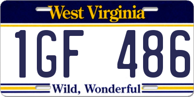 WV license plate 1GF486