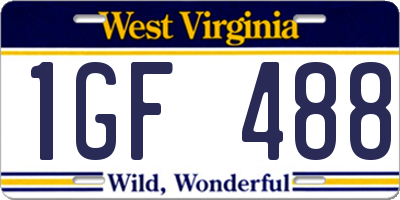 WV license plate 1GF488