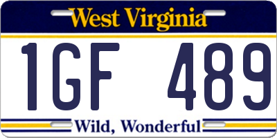 WV license plate 1GF489