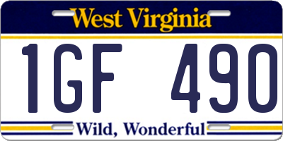 WV license plate 1GF490