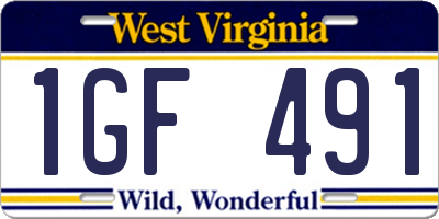 WV license plate 1GF491