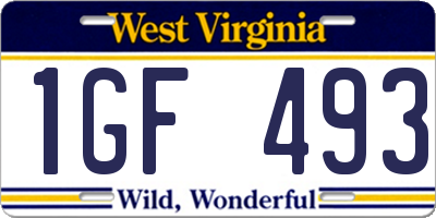 WV license plate 1GF493