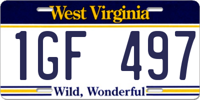 WV license plate 1GF497