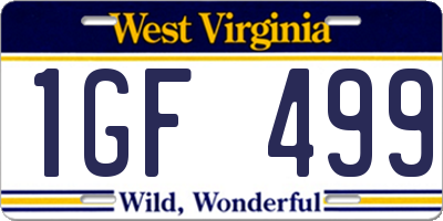 WV license plate 1GF499