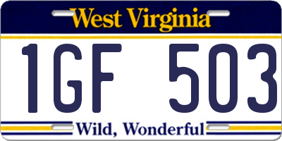 WV license plate 1GF503