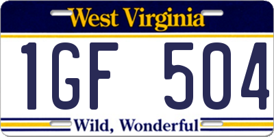 WV license plate 1GF504