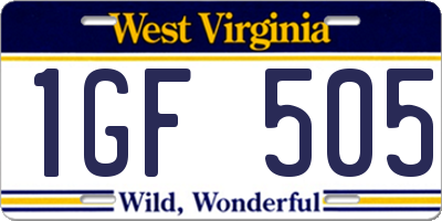 WV license plate 1GF505