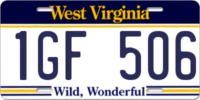 WV license plate 1GF506