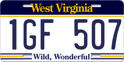 WV license plate 1GF507
