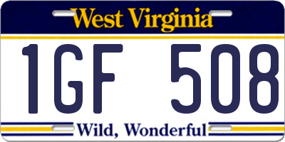 WV license plate 1GF508