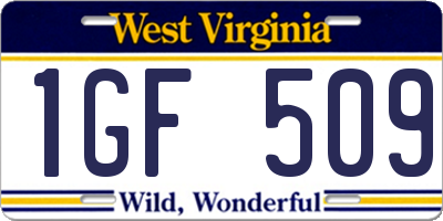 WV license plate 1GF509