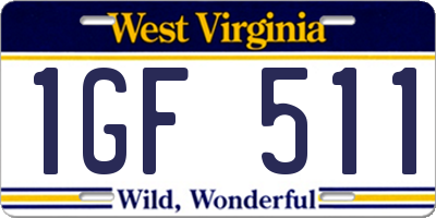 WV license plate 1GF511
