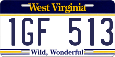 WV license plate 1GF513
