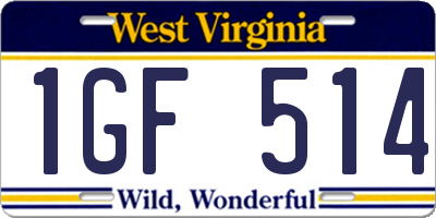WV license plate 1GF514