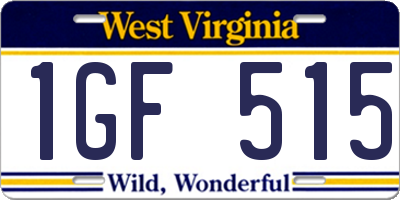 WV license plate 1GF515