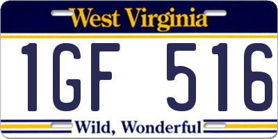 WV license plate 1GF516