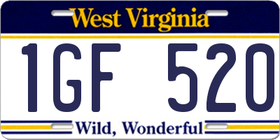 WV license plate 1GF520