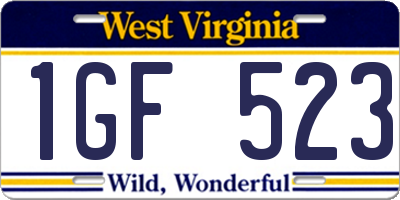 WV license plate 1GF523