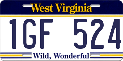 WV license plate 1GF524