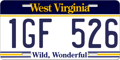 WV license plate 1GF526