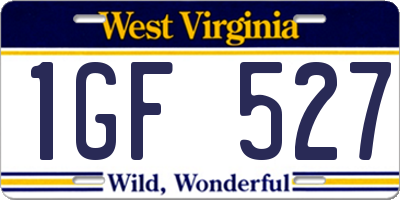 WV license plate 1GF527