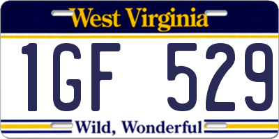 WV license plate 1GF529