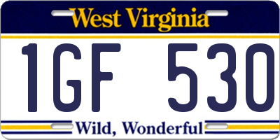 WV license plate 1GF530