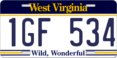 WV license plate 1GF534