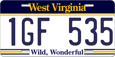 WV license plate 1GF535