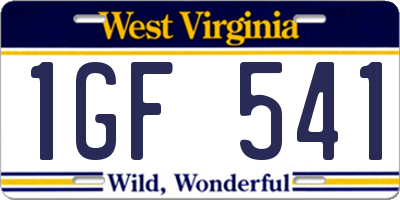 WV license plate 1GF541
