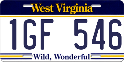 WV license plate 1GF546