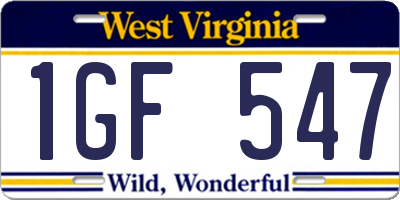 WV license plate 1GF547