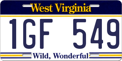 WV license plate 1GF549