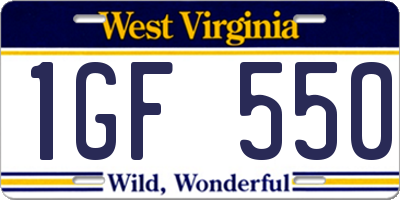 WV license plate 1GF550