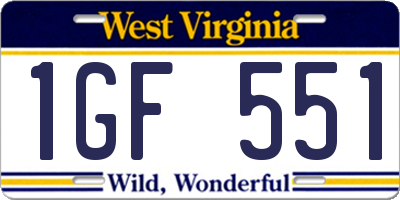 WV license plate 1GF551
