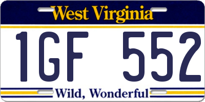 WV license plate 1GF552