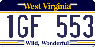WV license plate 1GF553