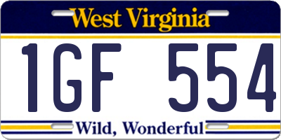 WV license plate 1GF554