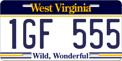 WV license plate 1GF555