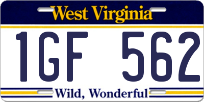 WV license plate 1GF562