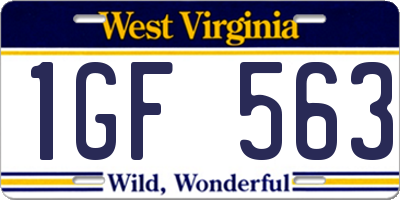 WV license plate 1GF563