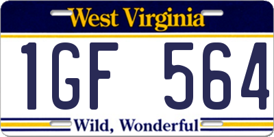 WV license plate 1GF564